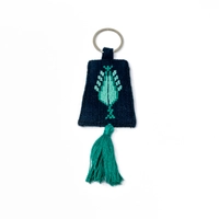 Heritage Keychain with Unique Hand Embroidery Design - Available in Two Colors - Baige and Fuchi