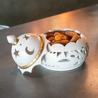 Ramadan Hostess - White Serving Plate with Lid for Serving Dates and Sweets ​