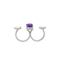 Roxa Double Ring - Luxurious Silver Ring with Purple & White Gemstones