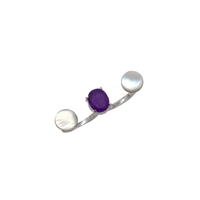 Roxa Double Ring - Luxurious Silver Ring with Purple & White Gemstones