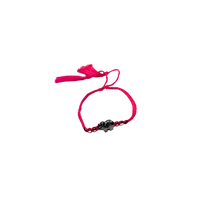 Adjustable Elephant Bracelet - Handmade with Braided Fuchsia Thread - Black