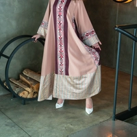 Pink and Violet Embroidered Thoub - Distinctive Heritage Details