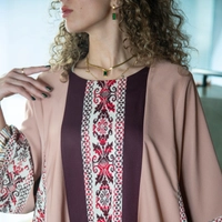 Pink and Violet Embroidered Thoub - Distinctive Heritage Details