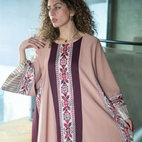 Pink and Violet Embroidered Thoub - Distinctive Heritage Details