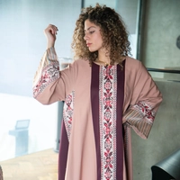 Pink and Violet Embroidered Thoub - Distinctive Heritage Details