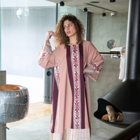 Pink and Violet Embroidered Thoub - Distinctive Heritage Details