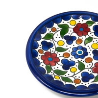 Small Round Breakfast Plate Adorned with Colorful Hand-Painted Ornaments