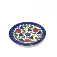 Small Round Breakfast Plate Adorned with Colorful Hand-Painted Ornaments