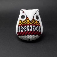 Gray Owl Door Stopper Decorated with Sadu Fabric - Available in Several Colors - Torques