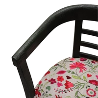 Hand-embroidered Wooden Armchair with A Floral Botanical Garden Design