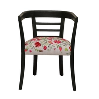 Hand-embroidered Wooden Armchair with A Floral Botanical Garden Design