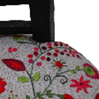 Hand-embroidered Wooden Armchair with A Floral Botanical Garden Design