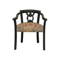 Orange and Yellow Embroidered Armchair with A Cheerful Spring Design