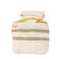 Crochet Bag in White and Beige