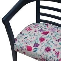 Hand-embroidered Wooden Chair with Floral Details in Bright Colors - Botanical Garden 