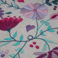 Hand-embroidered Wooden Chair with Floral Details in Bright Colors - Botanical Garden 