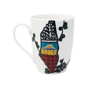 White Ceramic Mug Design with Palestinian Map and Al-Aqsa Mosque!