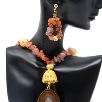 Handmade Brown Gemstone Jewelry Set - Consisting of Earring , Bracelet and Necklace