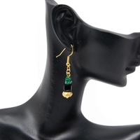 Elegant Accessory Set Consisting of Earring, Necklace , and two Bracelets Handcrafted from Green and Black Stones