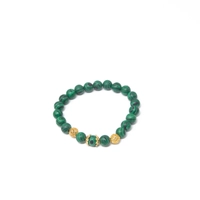 Elegant Accessory Set Consisting of Earring, Necklace , and two Bracelets Handcrafted from Green and Black Stones