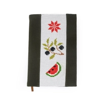 Notebook with embroidered olive branch, watermelon and red rose!