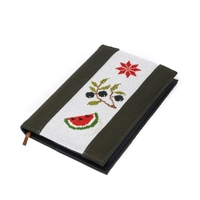 Notebook with embroidered olive branch, watermelon and red rose!