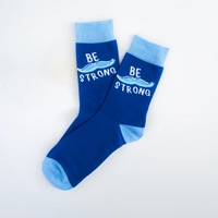 Socks designed with the word Be Strong - Blue