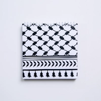 Handmade Notebook Designed with the Palestine Black and White Koffeyeh (Black Background) - Notebook Black