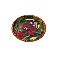 Nature-Inspired Ceramic Plate - Handmade Decor with Rose Detailing