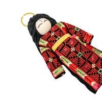 Fancy Keychain with A Black Long Hair Girl Wearing A Embroidered Dress