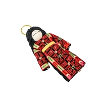 Fancy Keychain with A Black Long Hair Girl Wearing A Embroidered Dress