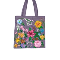 Tote Bag Gray with flowers