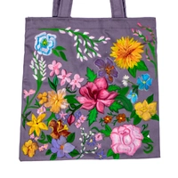 Tote Bag Gray with flowers