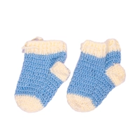 Blue and White Crochet Baby Bootie and Sock Set