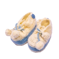 Blue and White Crochet Baby Bootie and Sock Set