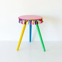 Hand-Painted Boho Side Table: Pink (Large)