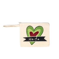 Hand-painted makeup bag featuring the word Haifa, celebrating the beauty and heritage of Palestine.