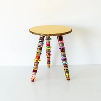 Eclectic Boho Side Table: Orange (Small)