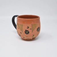 Natural Clay Mug with Insulated Interior – Hand-Painted in 3 Artistic Designs