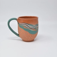 Natural Clay Mug with Insulated Interior – Hand-Painted in 3 Artistic Designs