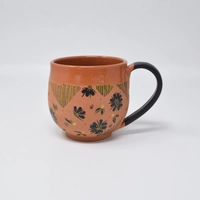 Natural Clay Mug with Insulated Interior – Hand-Painted in 3 Artistic Designs