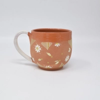 Natural Clay Mug with Insulated Interior – Hand-Painted in 3 Artistic Designs