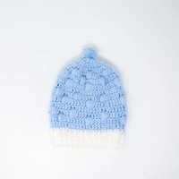Handmade Crochet Baby Outfit - Blue & White Winter Romper Set