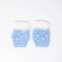 Handmade Crochet Baby Outfit - Blue & White Winter Romper Set