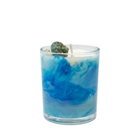 Candle in a Glass Decorated with Seashells, Evoking Calm Coastal Vibes