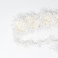 Handmade White Crochet Hair Accessory – Flower Design with Fluffy Threads