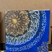 Huroofiat Arabic Calligraphy Art Canvas - Blue & Gold