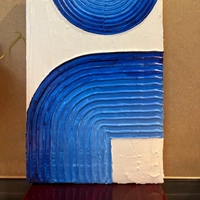 لوحة فنية تجريدية بارزة أزرق وأبيض (20x30 سم)