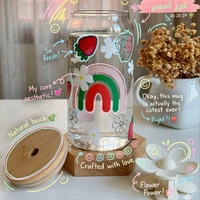 كوب  Iced coffee بتصميم كرز أخضر