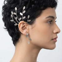 Sterling Silver Olive Branch Ear Cuff & Dangle Earrings Set